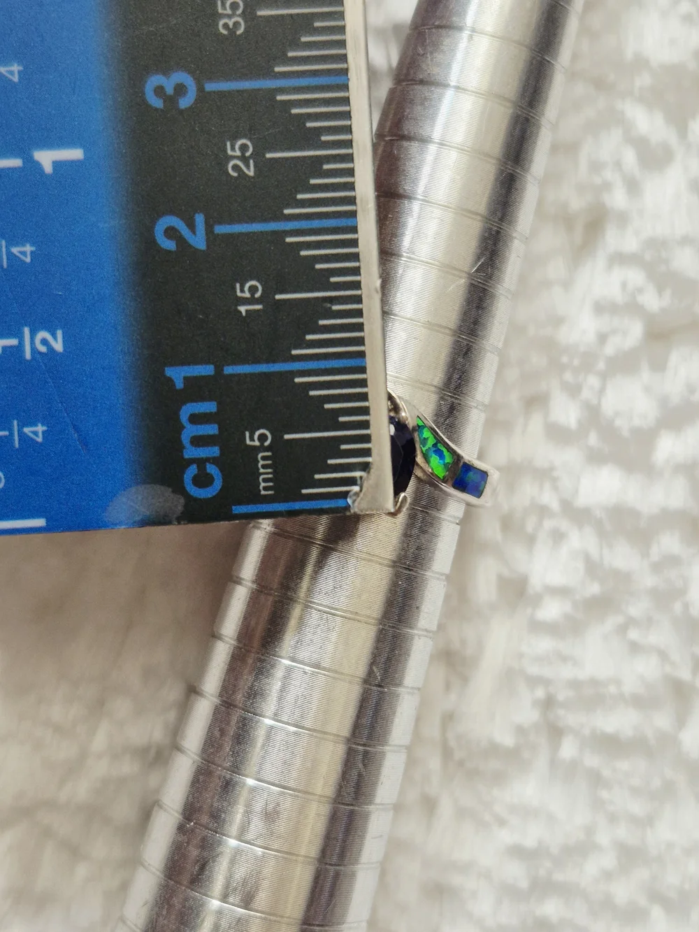 Vintage Sterling Silver Tanzanite & Australian Opal Inlay Ring